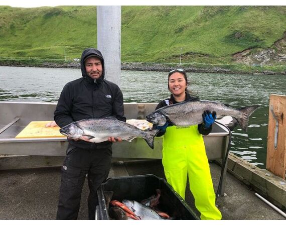 Beringzee, heilbot en zalm Alaska